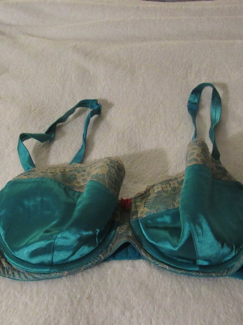 Cacique Aqua/White lace  Size 40D  USED